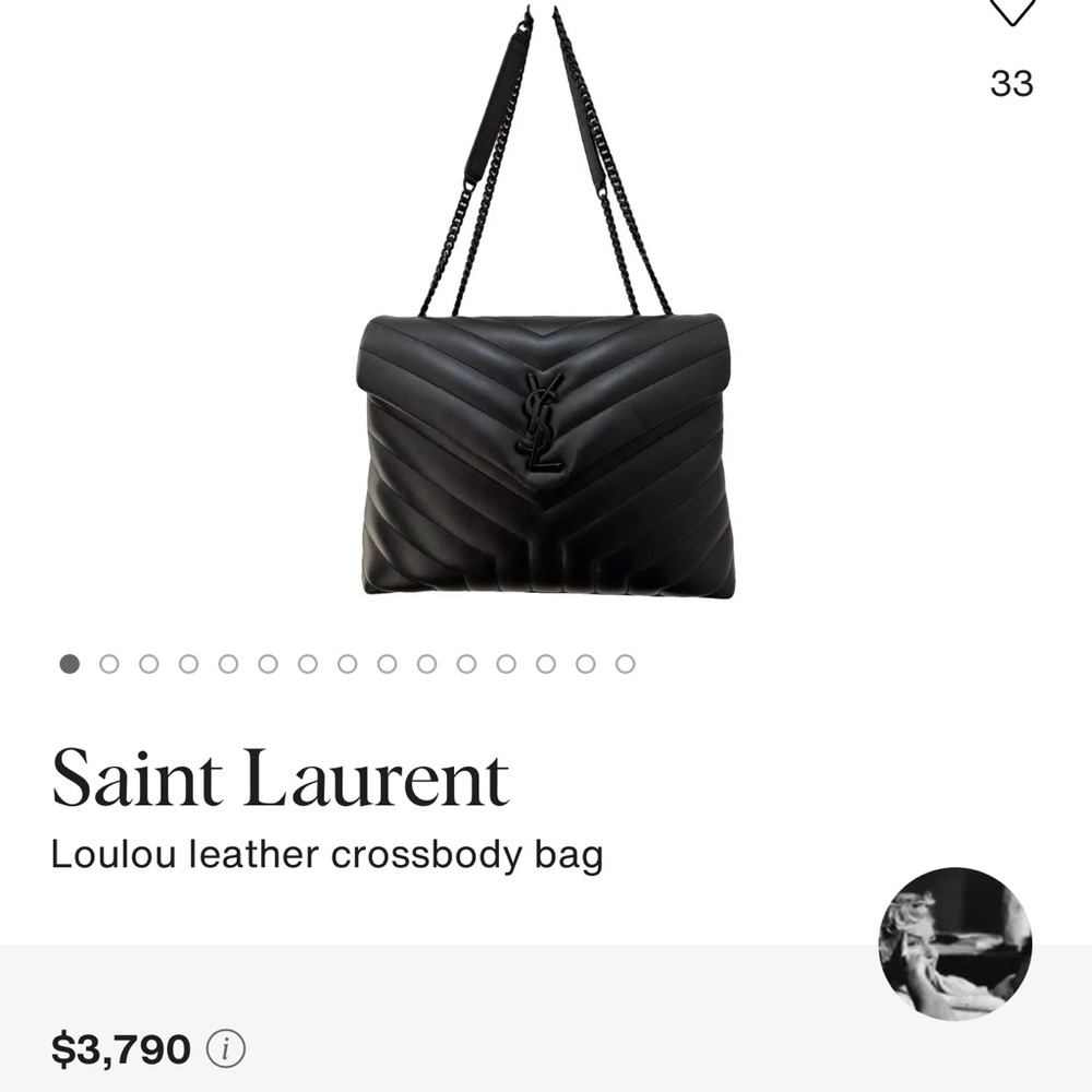 Saint Laurent Quilted Chevron Leather Shoulder Bag in Black - Picture 12 of 12